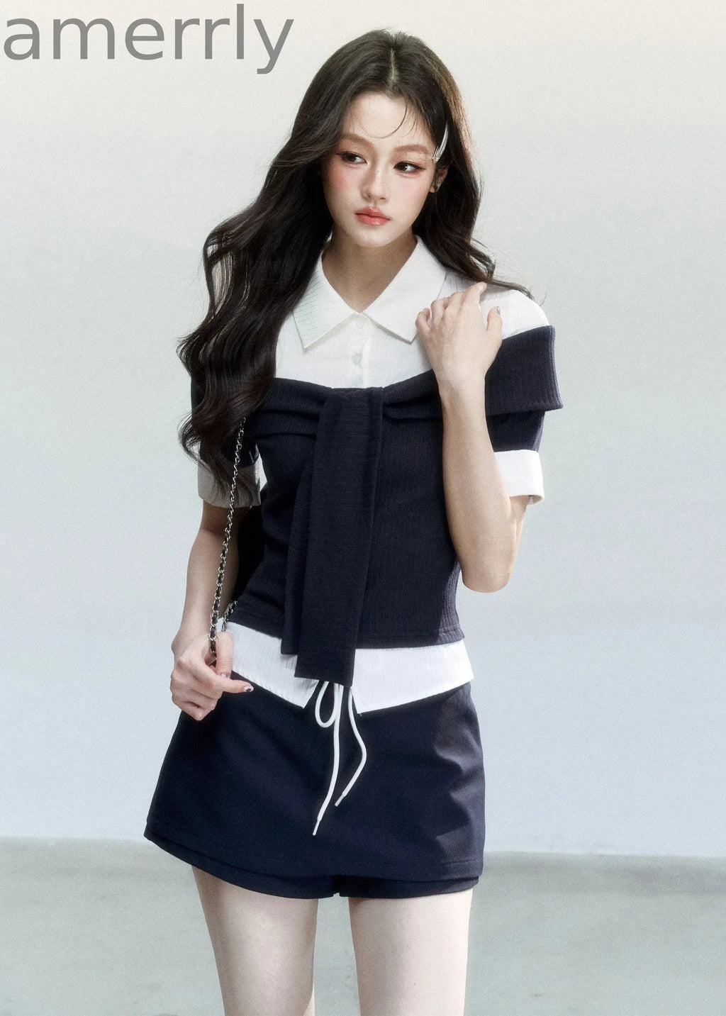 Bailan Manor Layered Waist-Tie Shirt