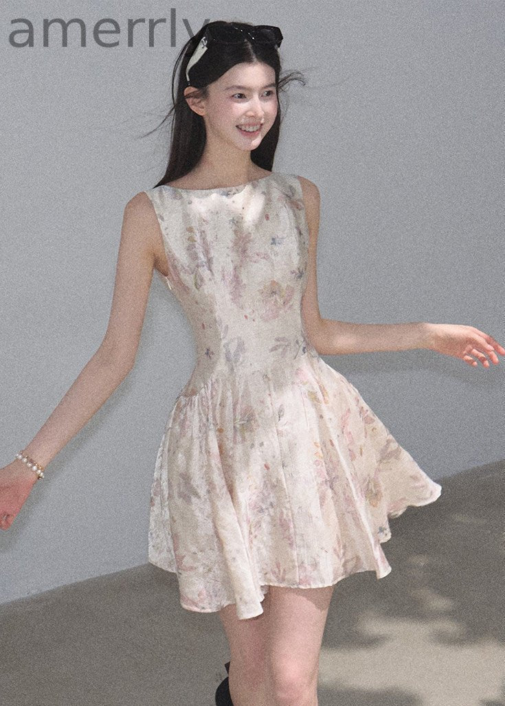 Pink Mist Floral Lace Mini Dress