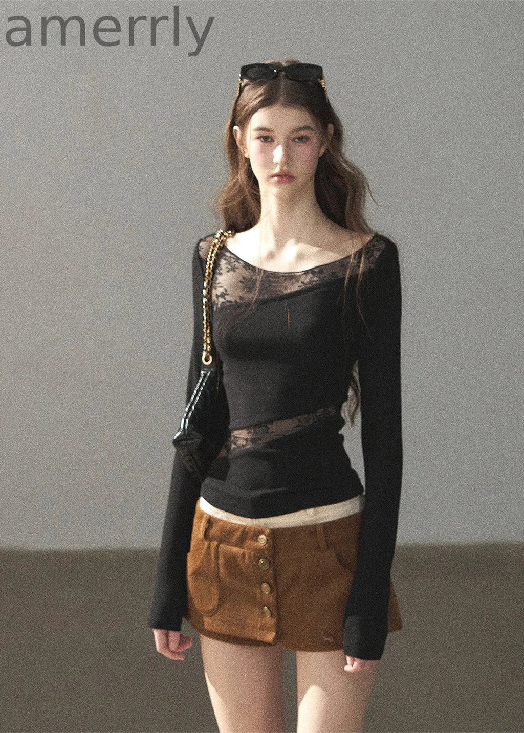 Misty Skin Sheer Lace Long Sleeve Top