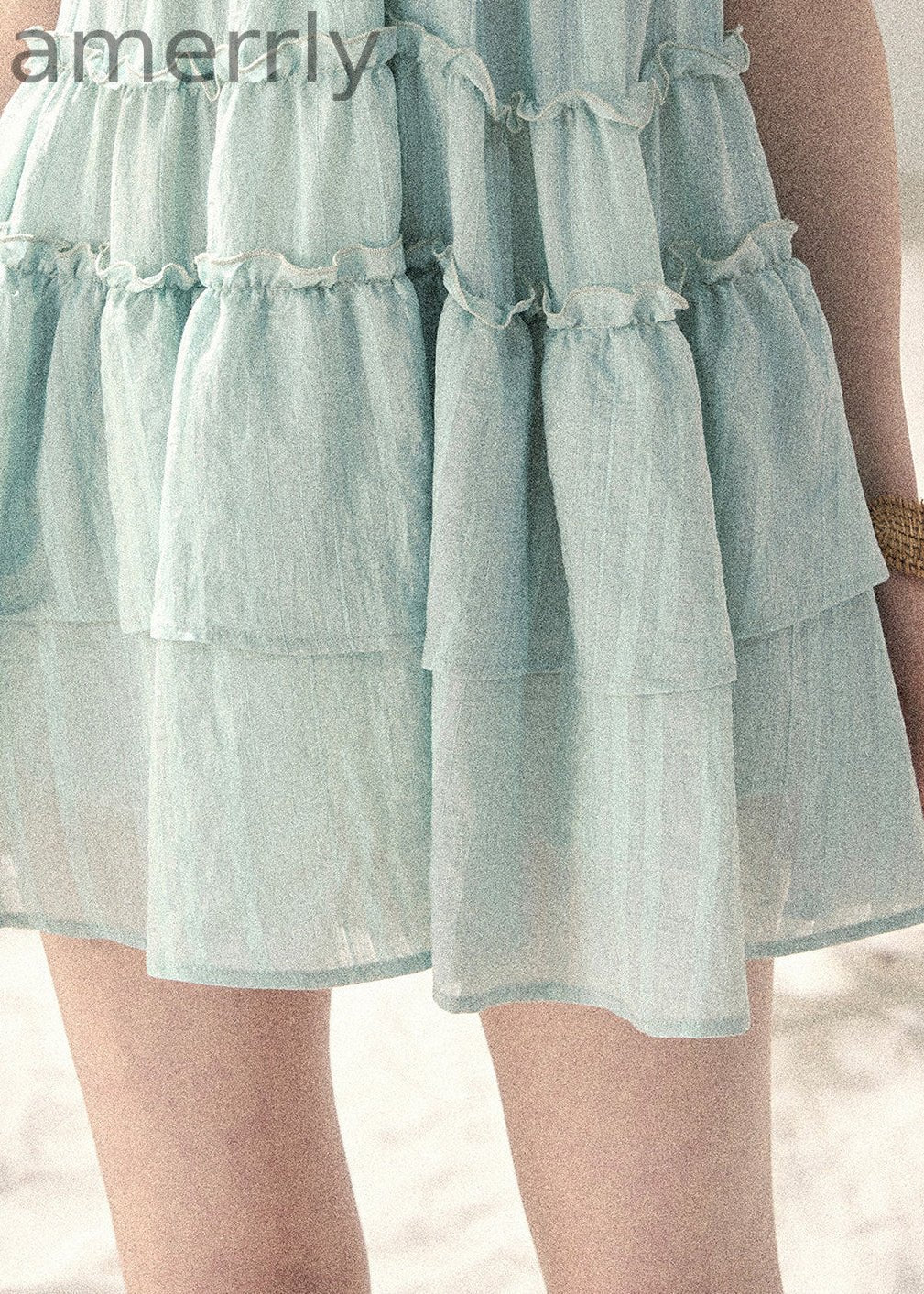 Seafoam Drift Tiered Mini Dress