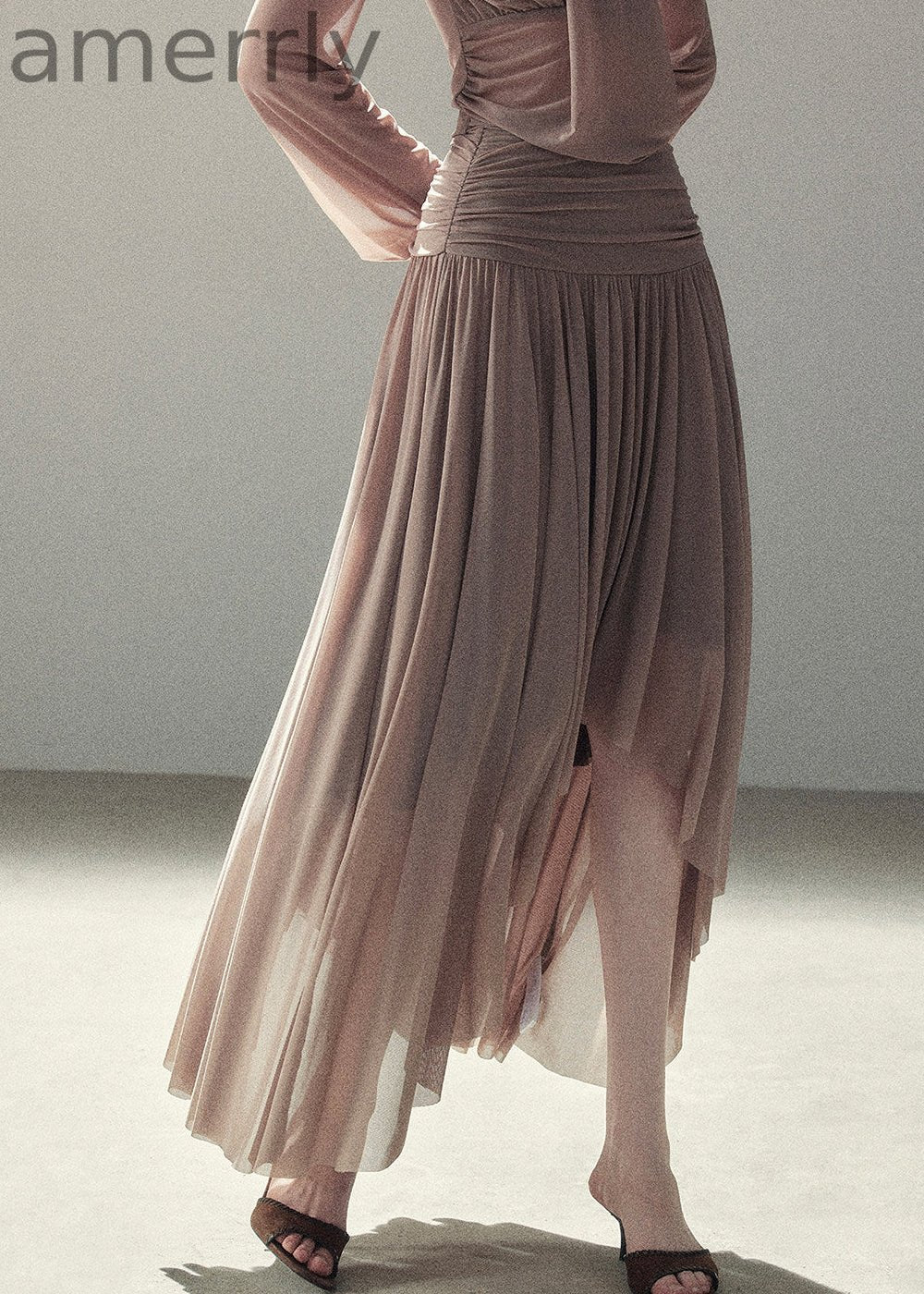 Autumn Rain Drape Top & Skirt Set