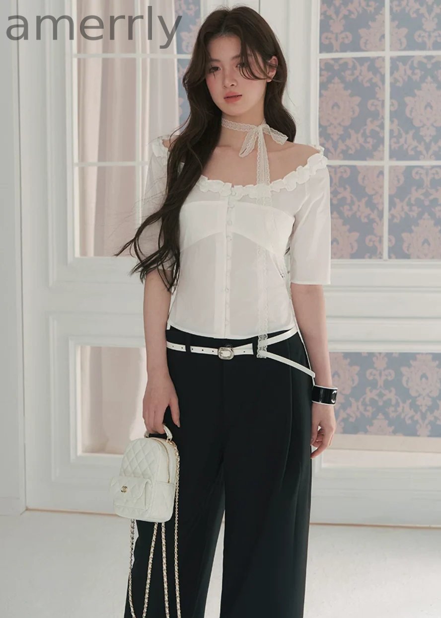 Courtly Prayer Ruffled Off-Shoulder Blouse