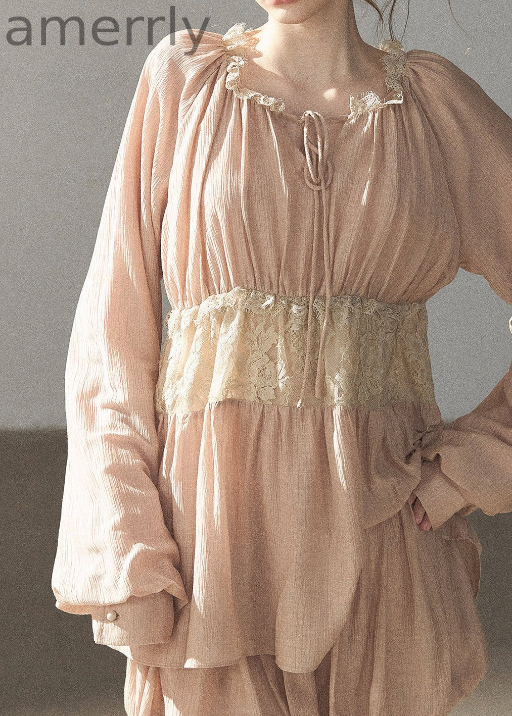 Autumn Water Lace Waist Two-Piece Set