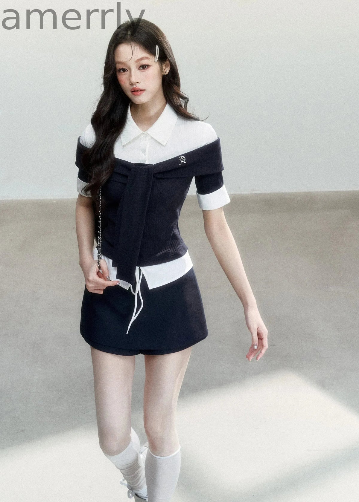 Bailan Manor Layered Waist-Tie Shirt