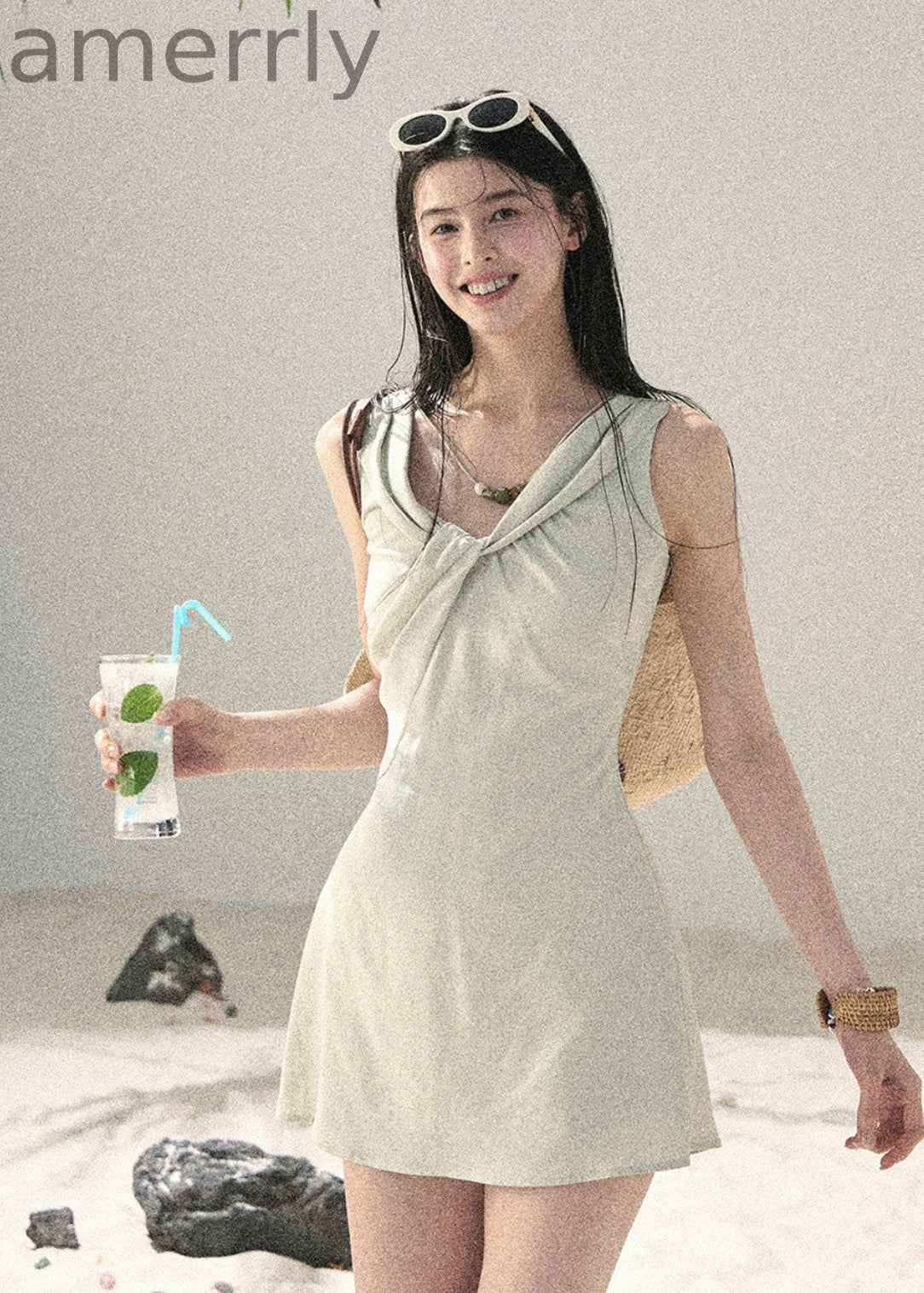 Meadow Whisper V-Neck Mini Dress