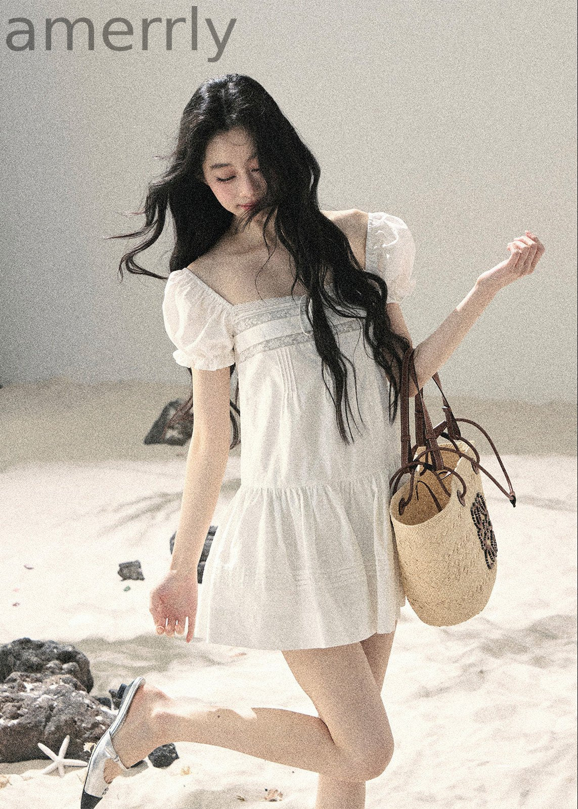 Cloud Light Puff-Sleeve Mini Dress