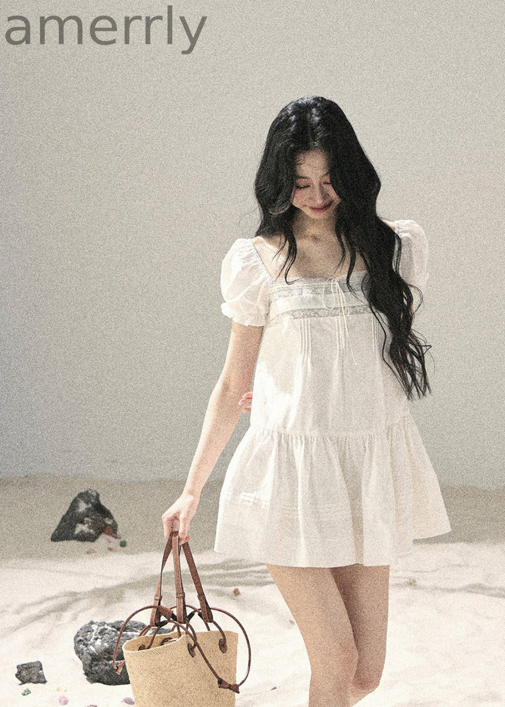 Cloud Light Puff-Sleeve Mini Dress