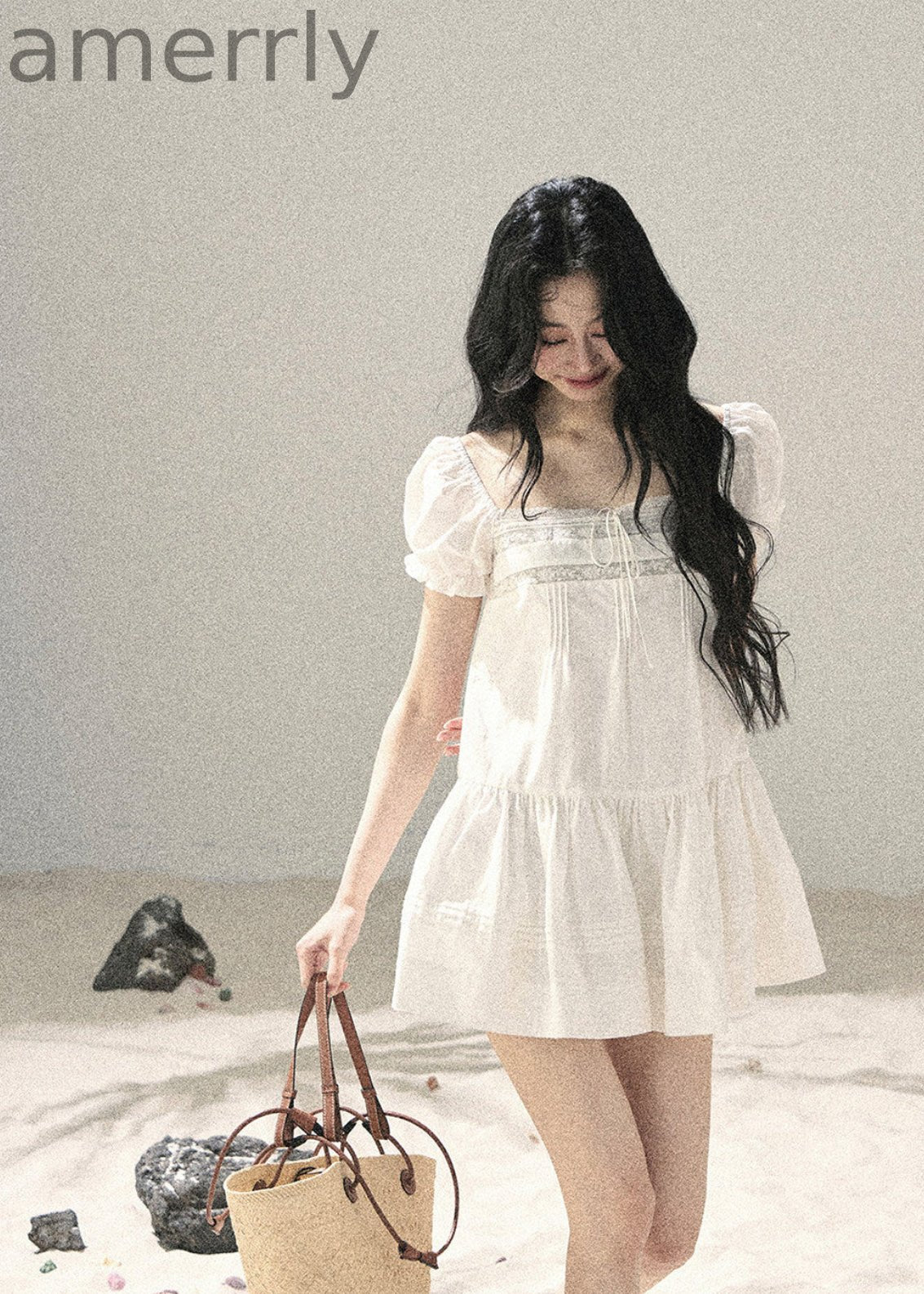 Cloud Light Puff-Sleeve Mini Dress