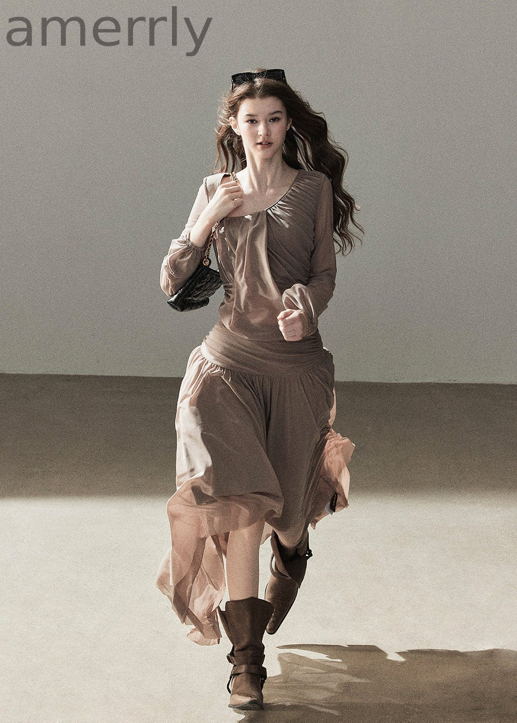 Autumn Rain Drape Top & Skirt Set