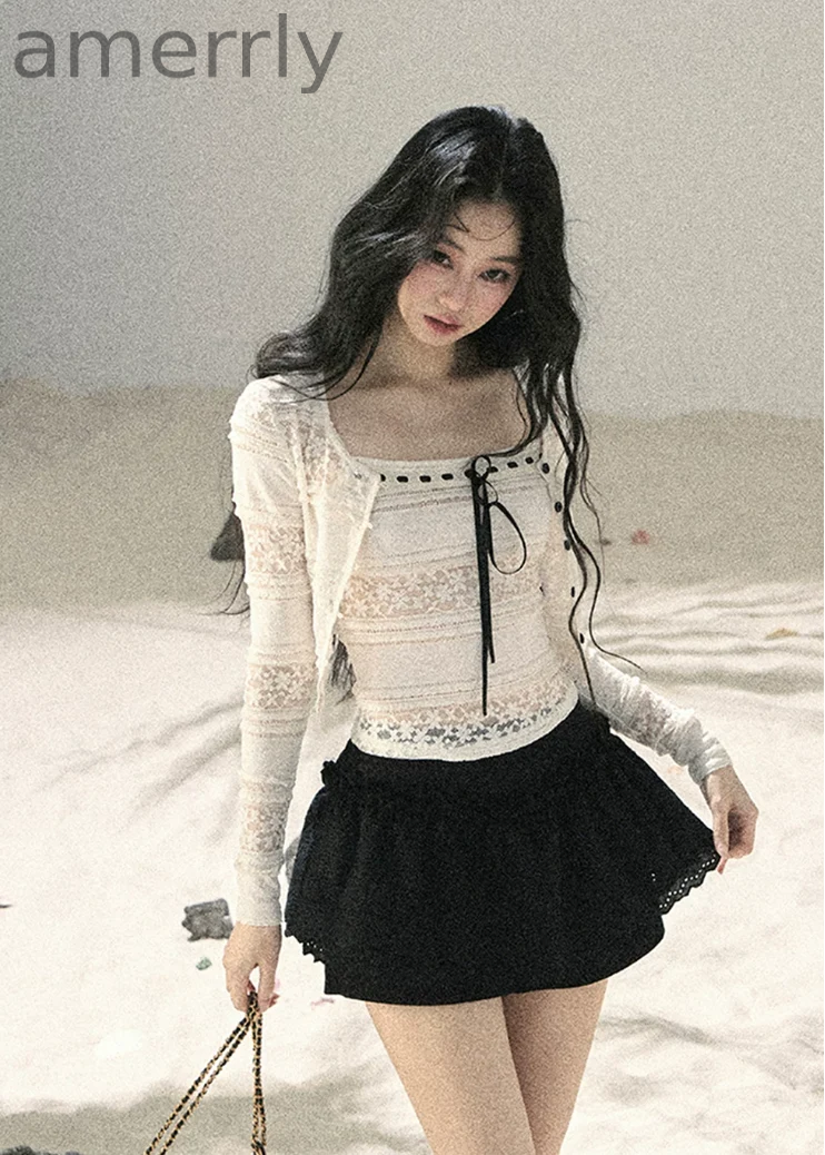 Soft Ivory Lace Cardigan & Cami Set