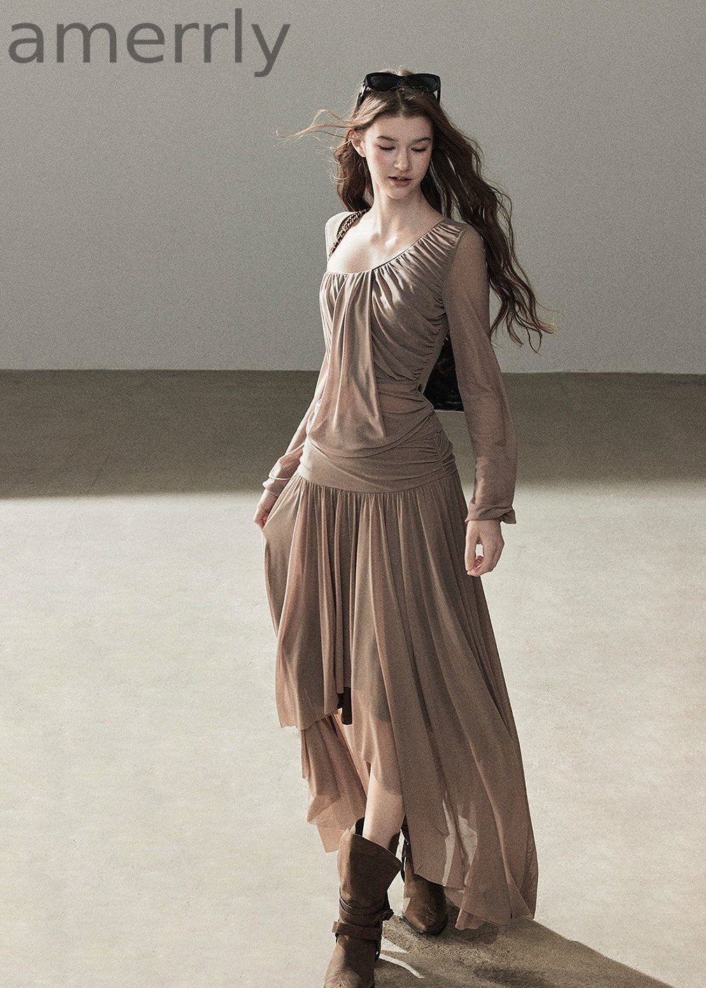 Autumn Rain Drape Top & Skirt Set
