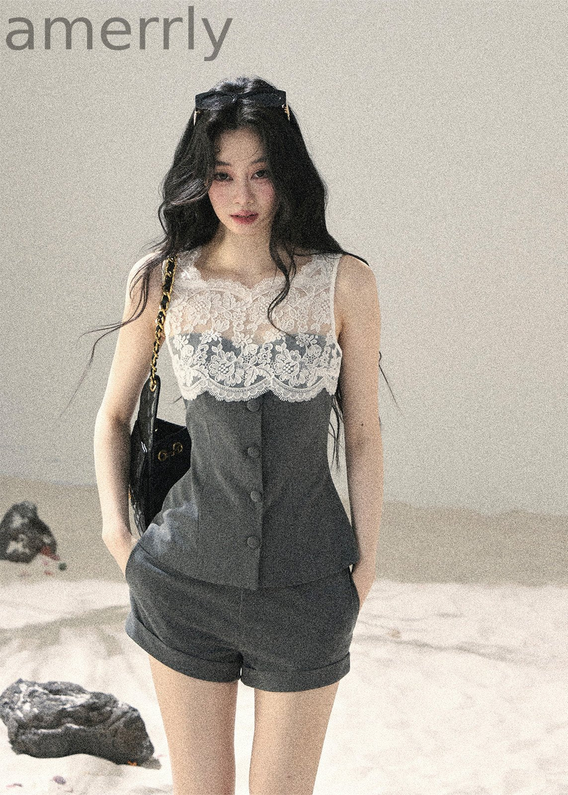 Fog Bloom Lace Top & Shorts Set