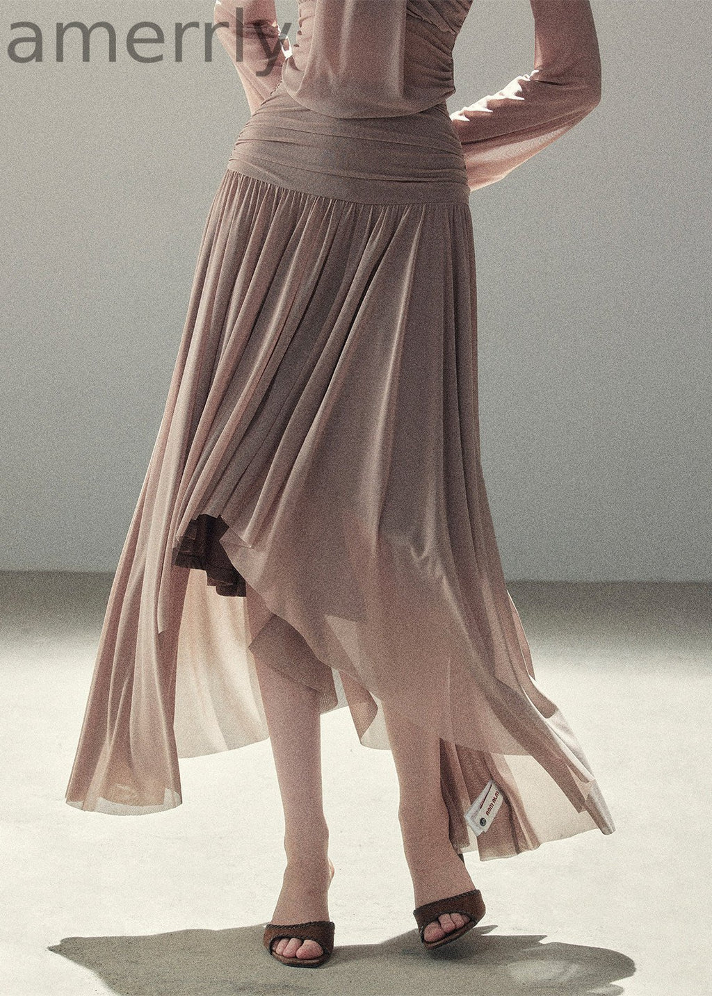 Autumn Rain Drape Top & Skirt Set