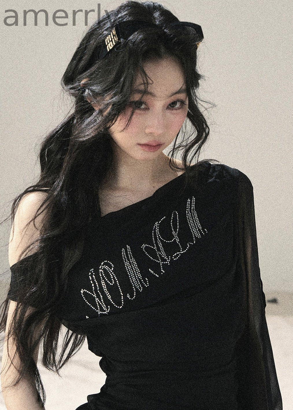 Fine Starlight Off-Shoulder Mesh Top