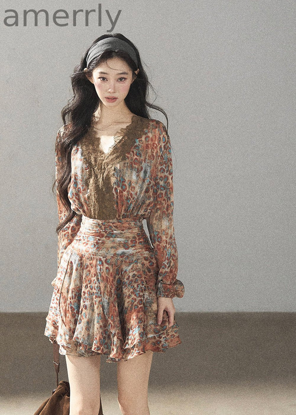 Withered Branch Whisper Floral Chiffon Mini Dress