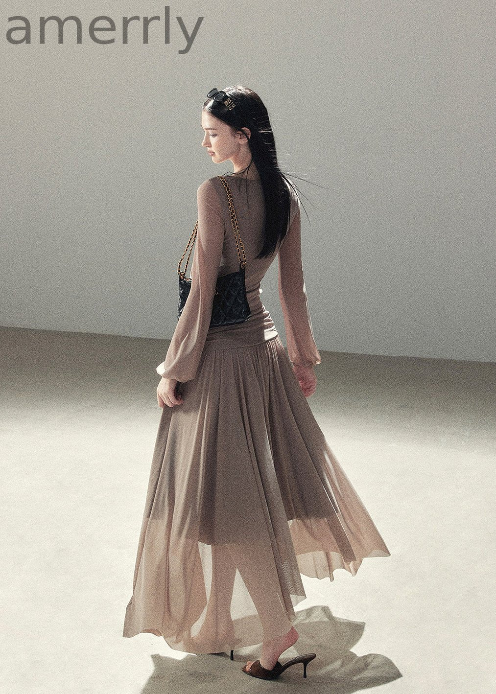 Autumn Rain Drape Top & Skirt Set
