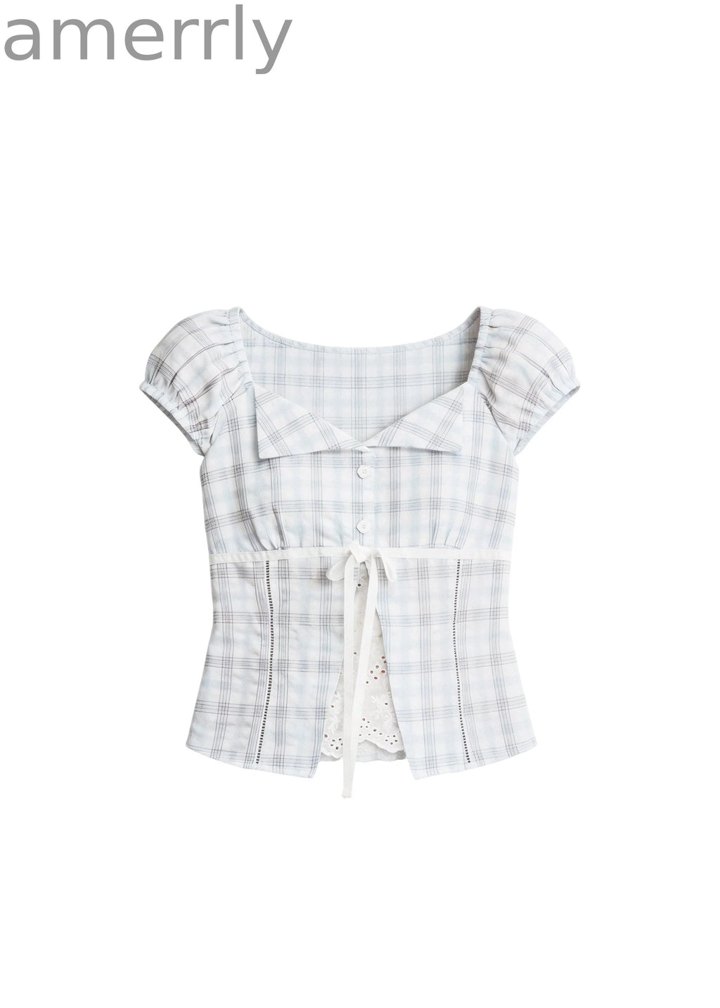 Clear Sky Plaid Lace Top