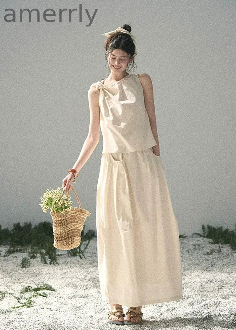 Plain White Wrinkle Poem Two-Piece Set