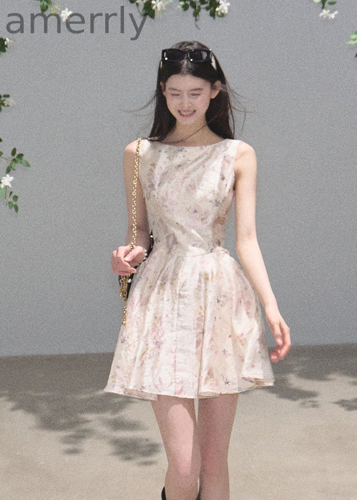 Pink Mist Floral Lace Mini Dress