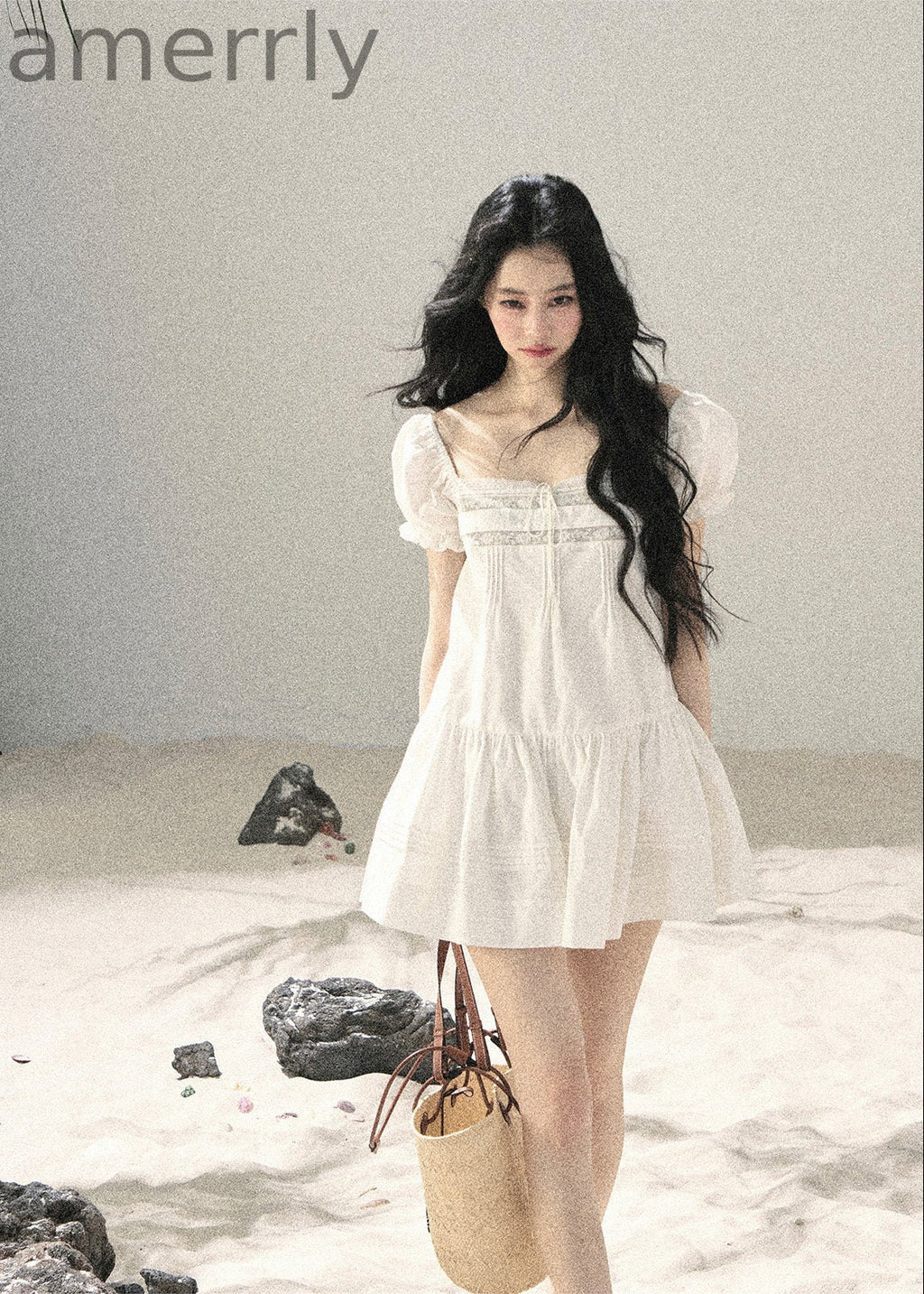 Cloud Light Puff-Sleeve Mini Dress