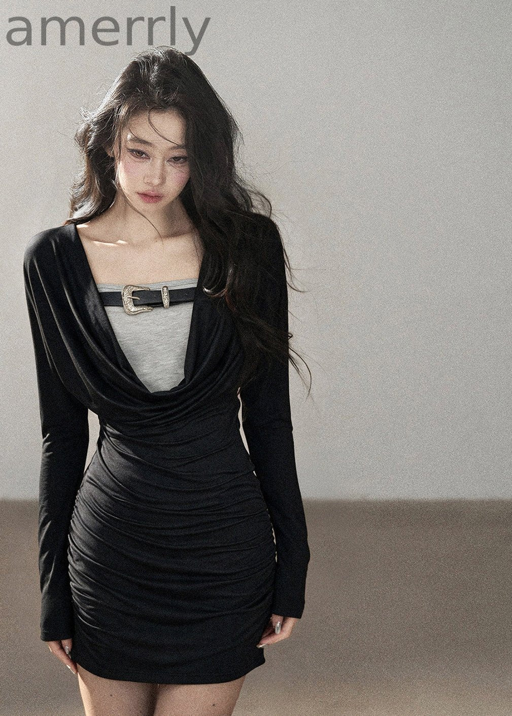 Misty Shore Draped Top & Mini Dress Set