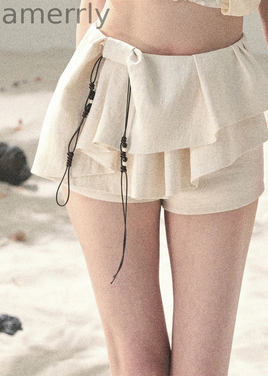 Cascading Pleats Ruffle Skort