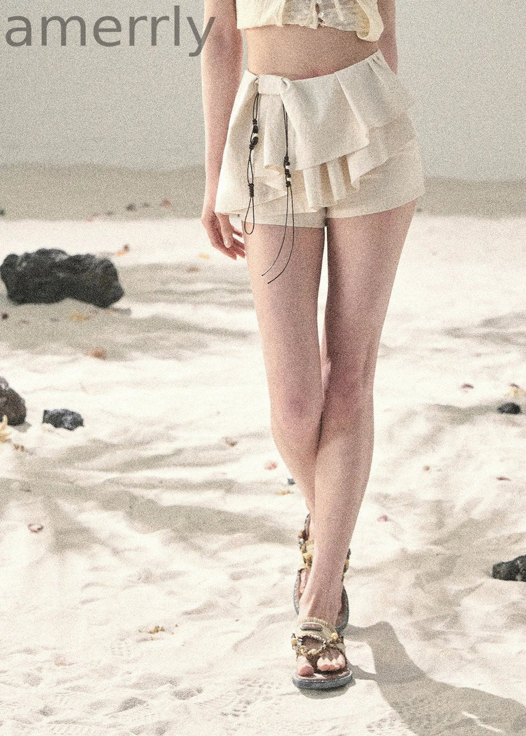 Cascading Pleats Ruffle Skort