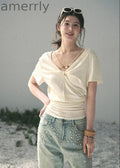 Breathing White Twist-Waist Top