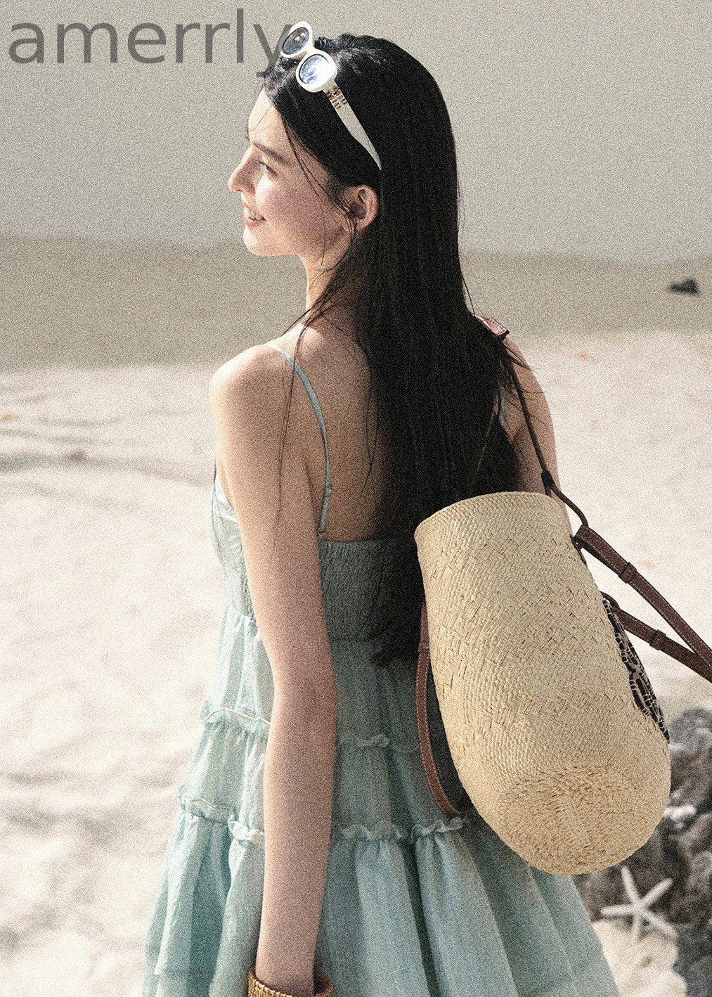 Seafoam Drift Tiered Mini Dress