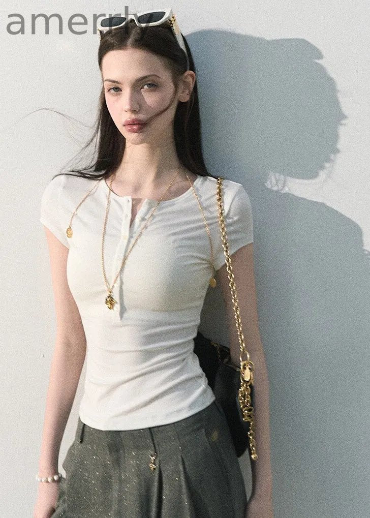 Simple Things Lyocell Button-Neck Tee