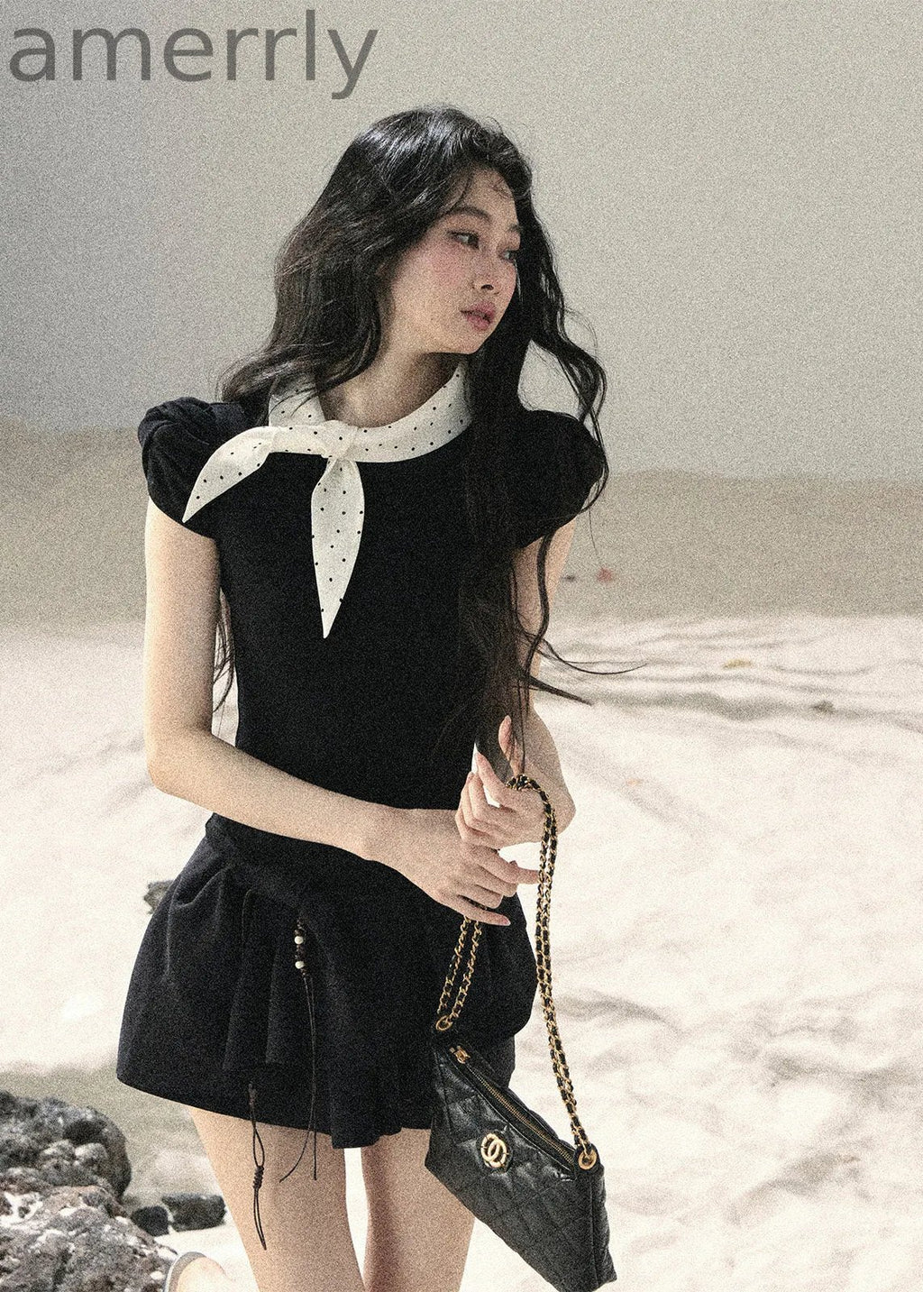 Flowing Galaxy Bow Puff Sleeve Top