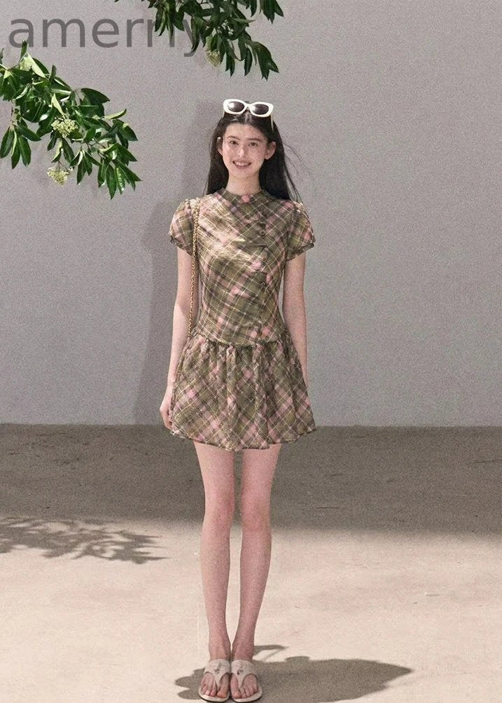 Misty Bloom Waist-Cinching Mini Dress
