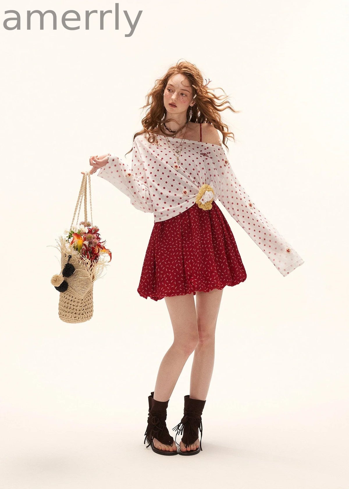 Polka Bloom Sheer Blouse