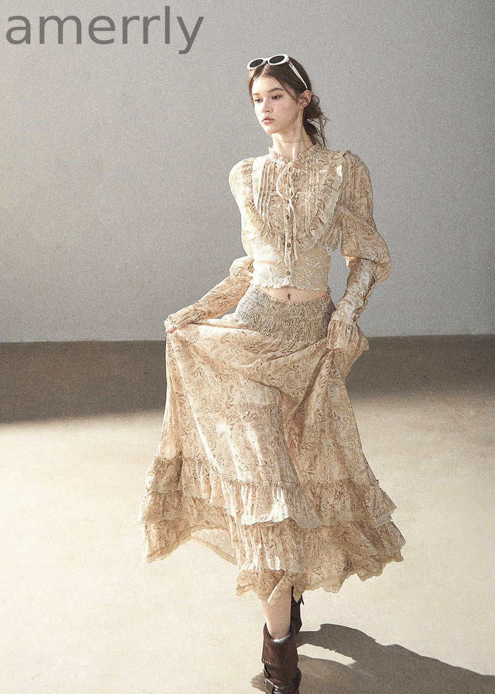 Autumn Grove Lace Top & Skirt Set