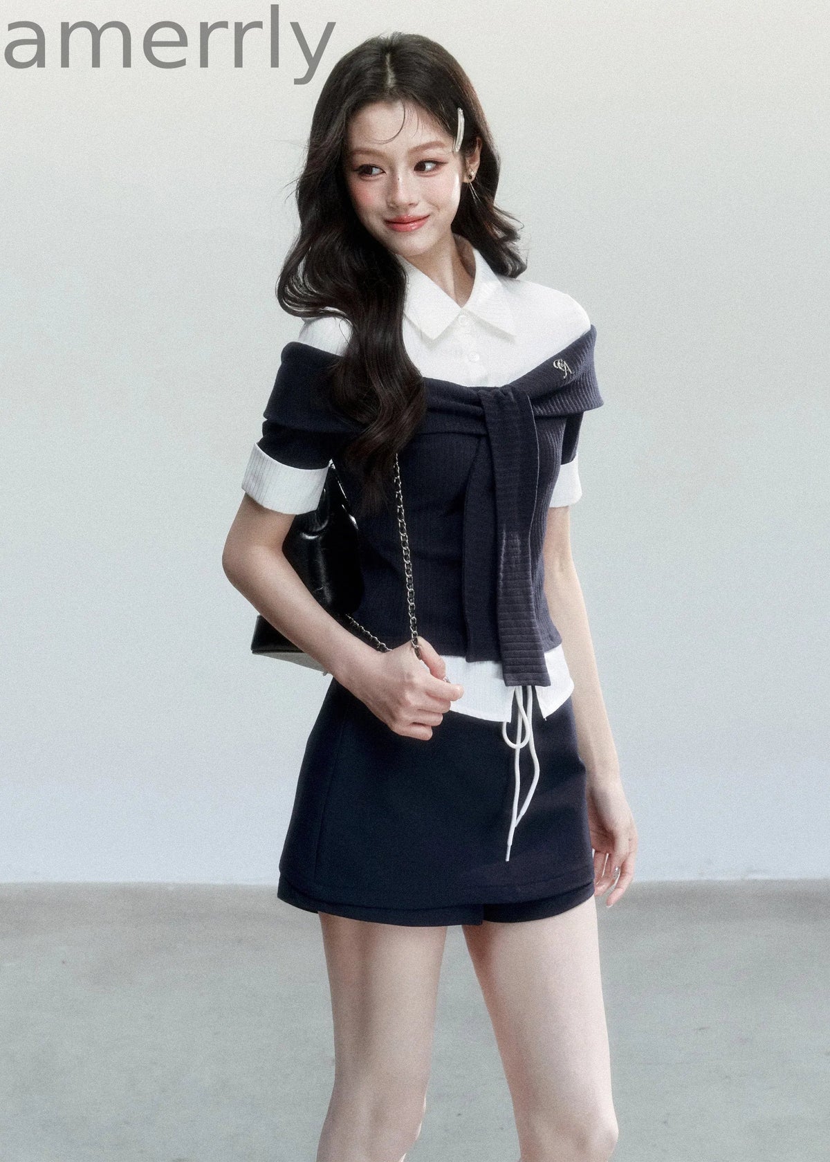 Bailan Manor Layered Waist-Tie Shirt