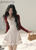 Blooming Roses Floral Slip Dress & Cardigan Set