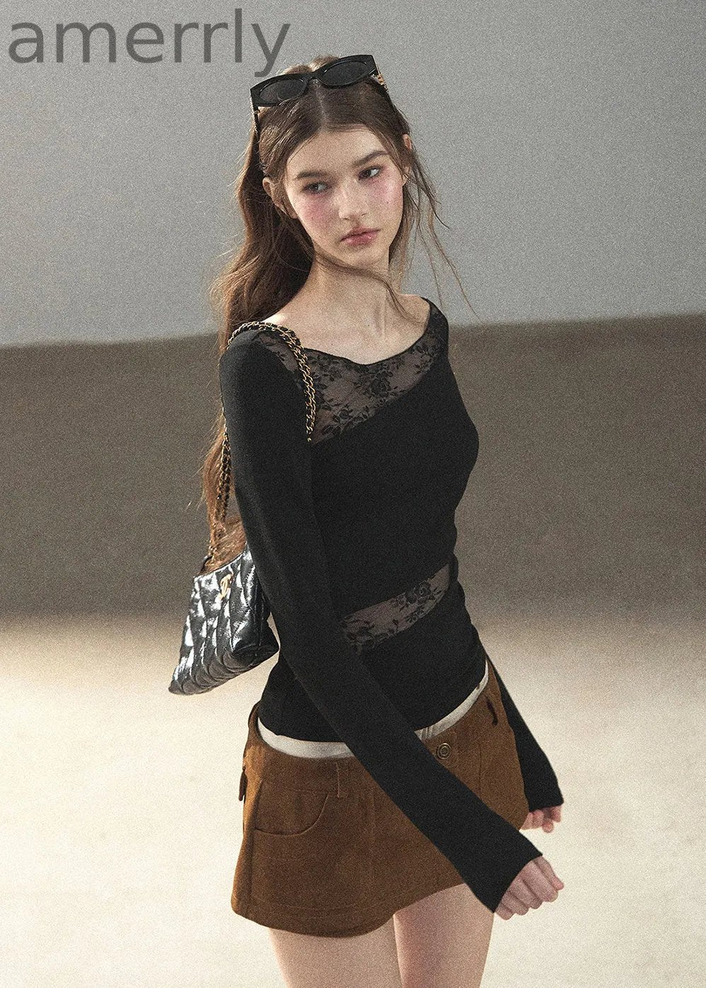 Misty Skin Sheer Lace Long Sleeve Top