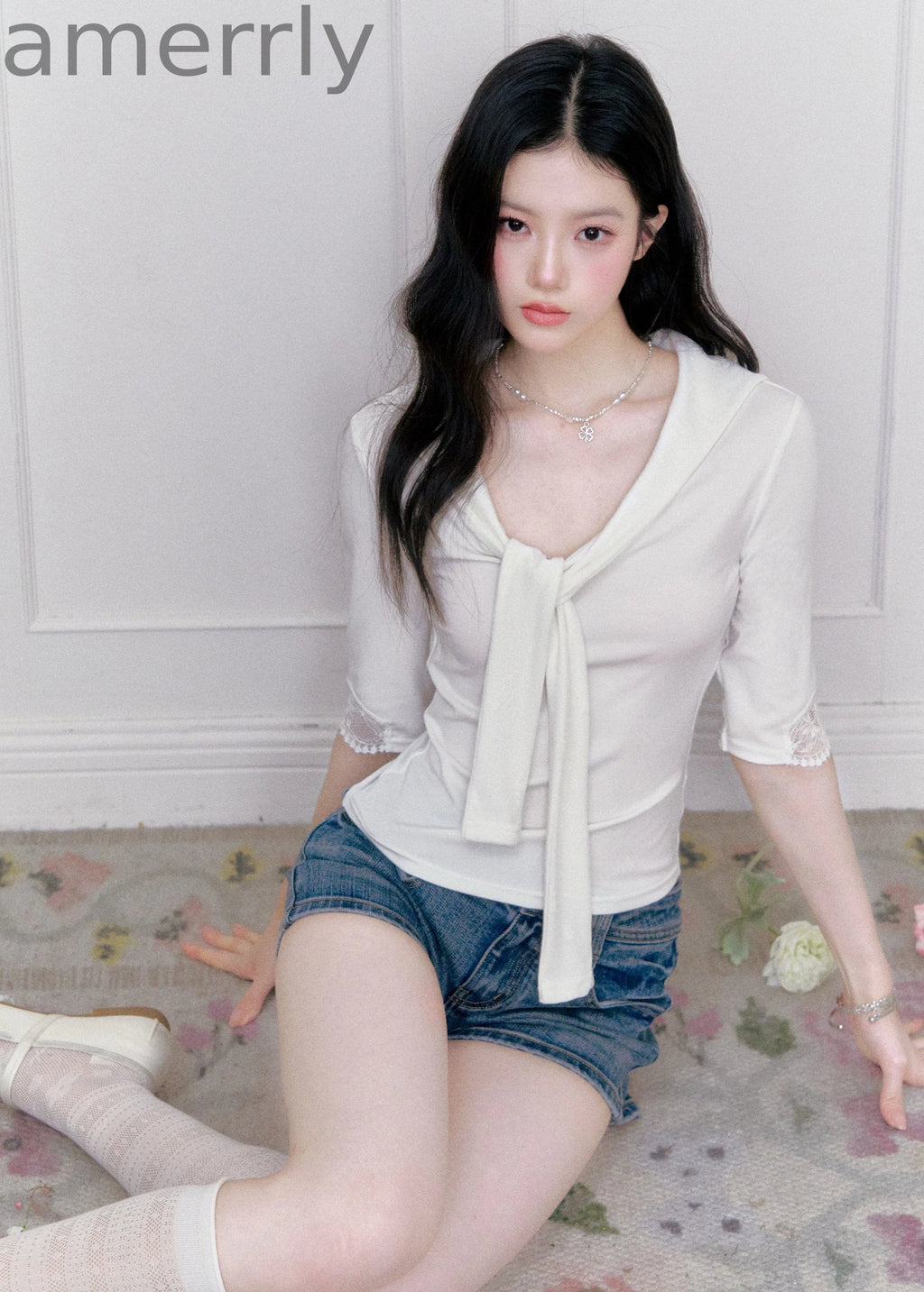 Glass Candy Lace Tie Top Set Set