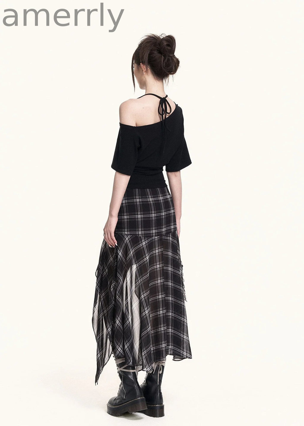 Cross-Shoulder Script Crop Top