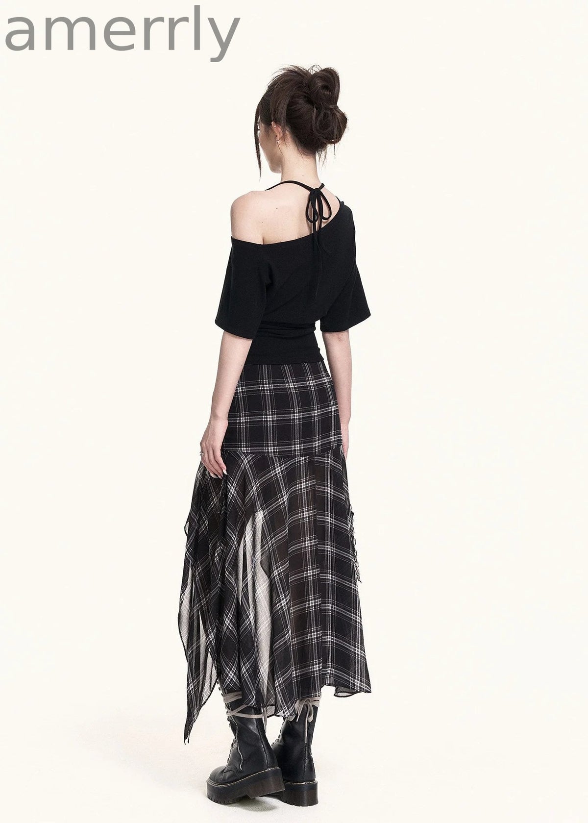 Cross-Shoulder Script Crop Top