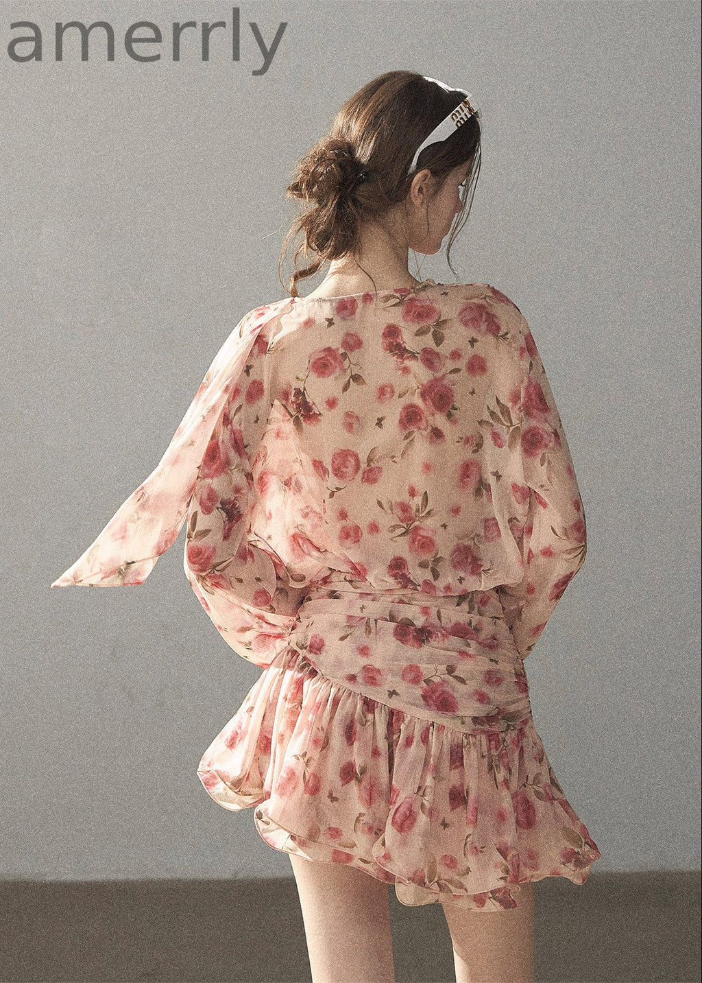 Garden of Longing Floral Chiffon Mini Dress