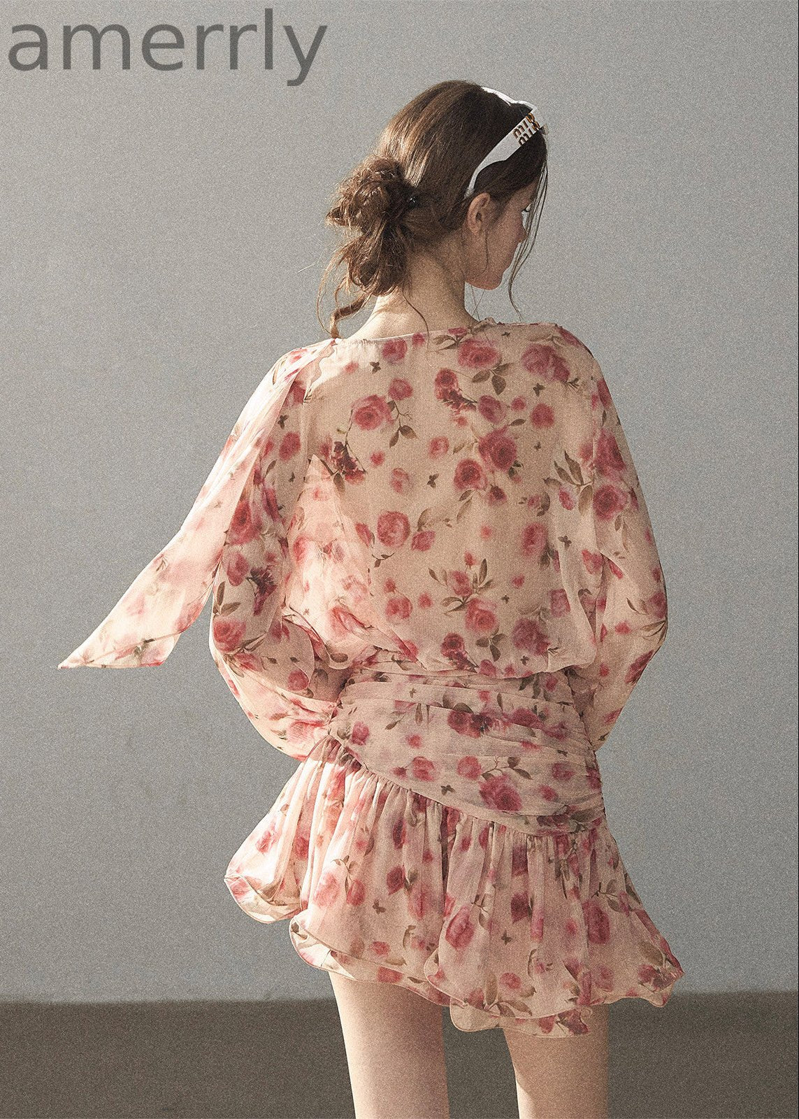 Garden of Longing Floral Chiffon Mini Dress