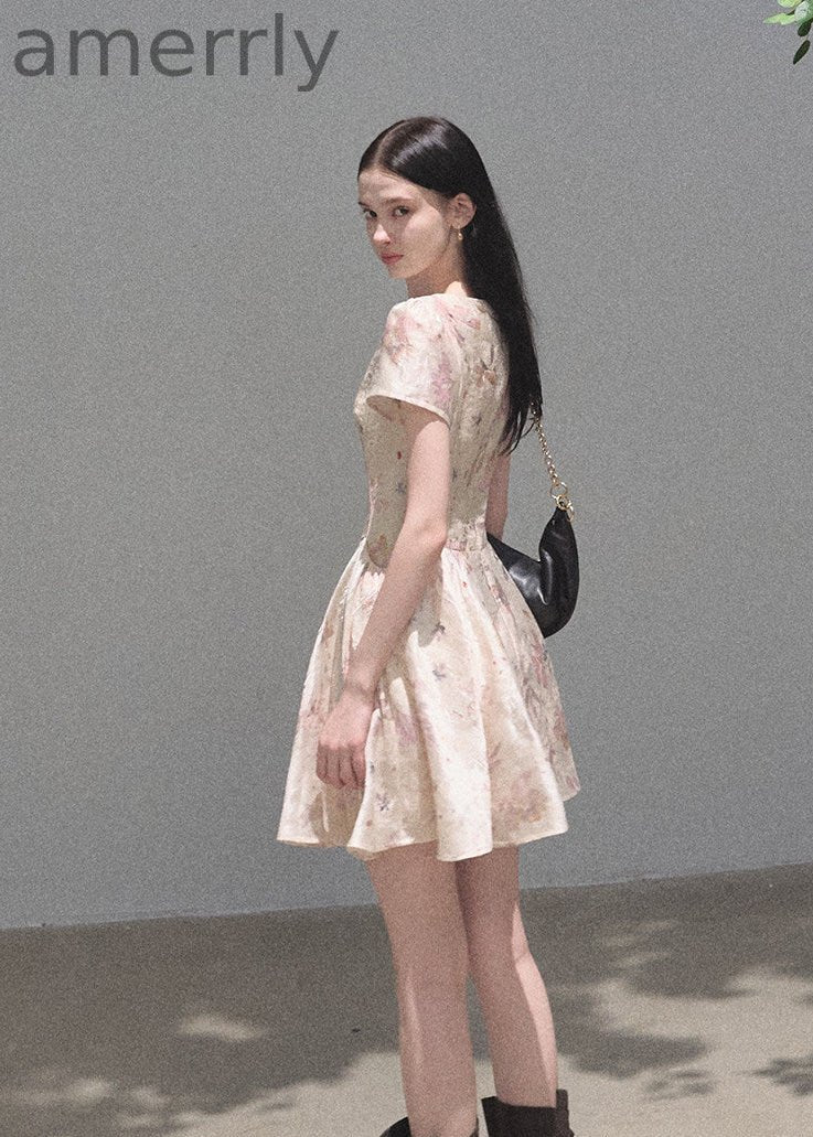 Pink Mist Floral Lace Mini Dress