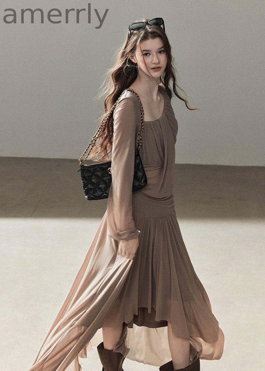 Autumn Rain Drape Top & Skirt Set