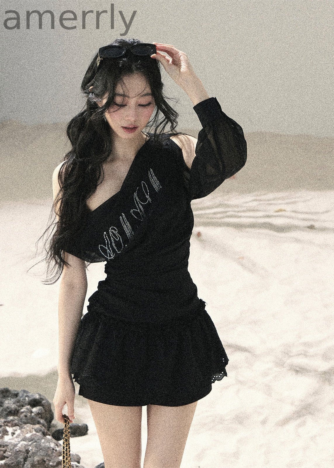 Fine Starlight Off-Shoulder Mesh Top