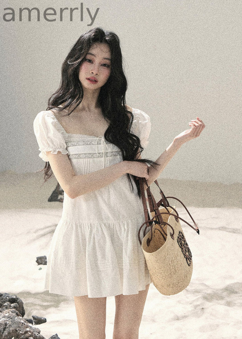 Cloud Light Puff-Sleeve Mini Dress