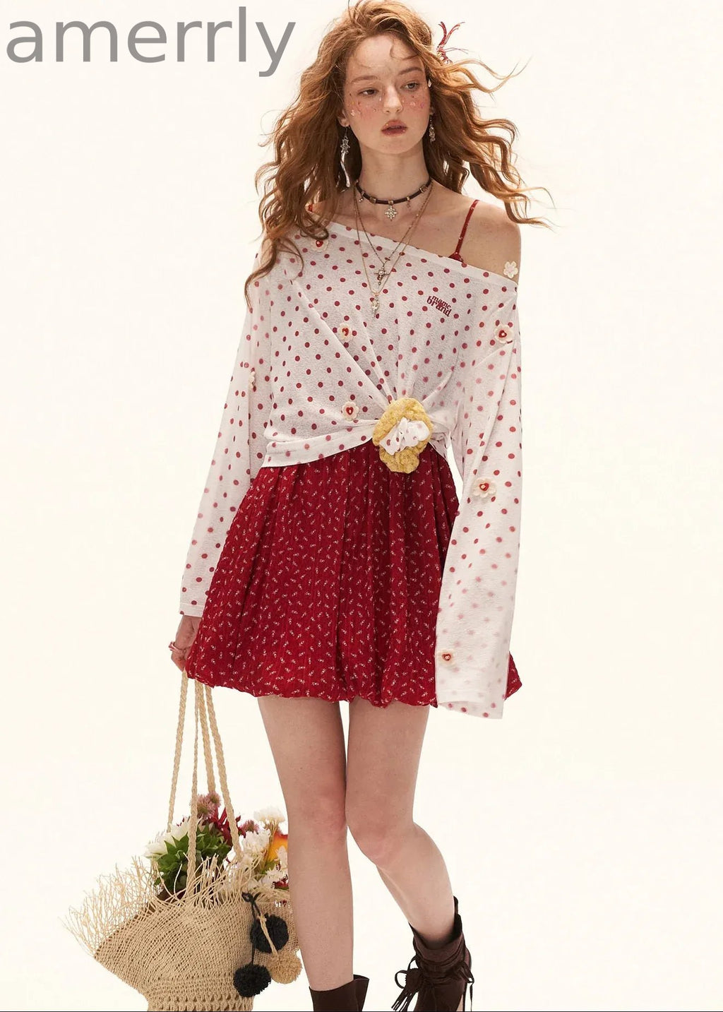 Polka Bloom Sheer Blouse