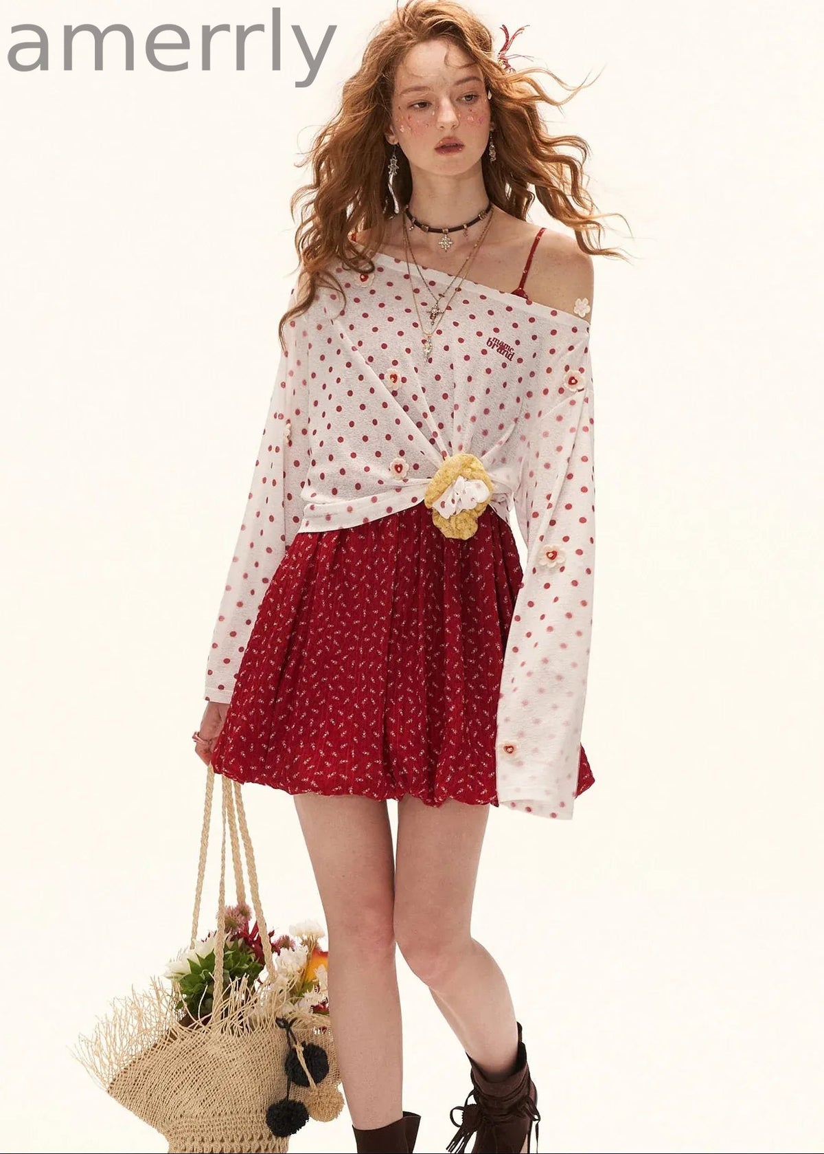 Polka Bloom Sheer Blouse