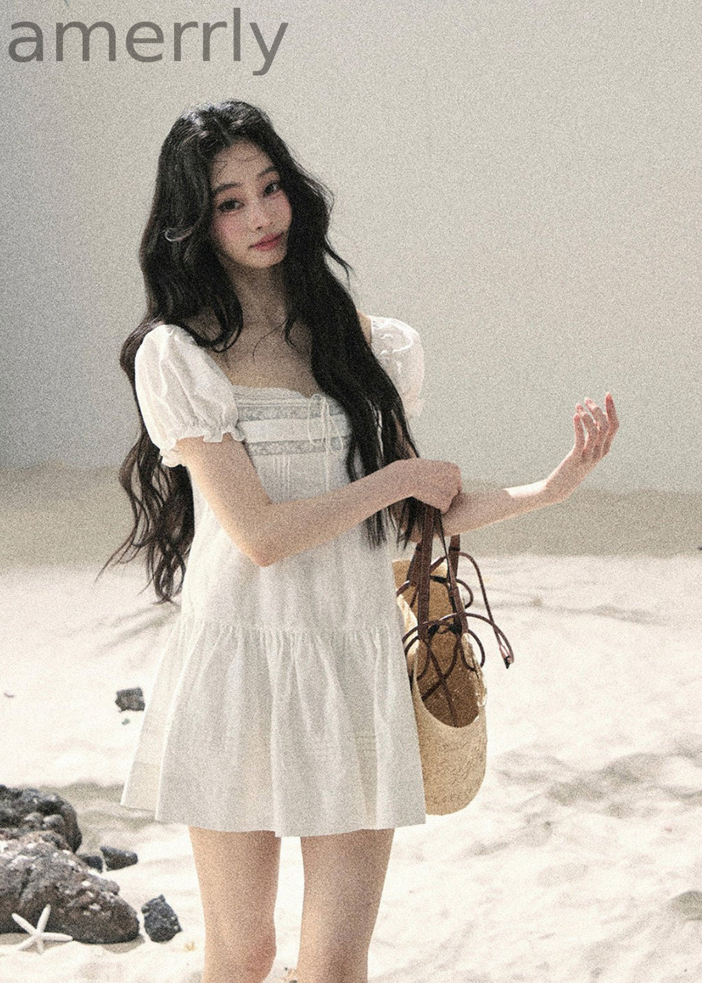 Cloud Light Puff-Sleeve Mini Dress