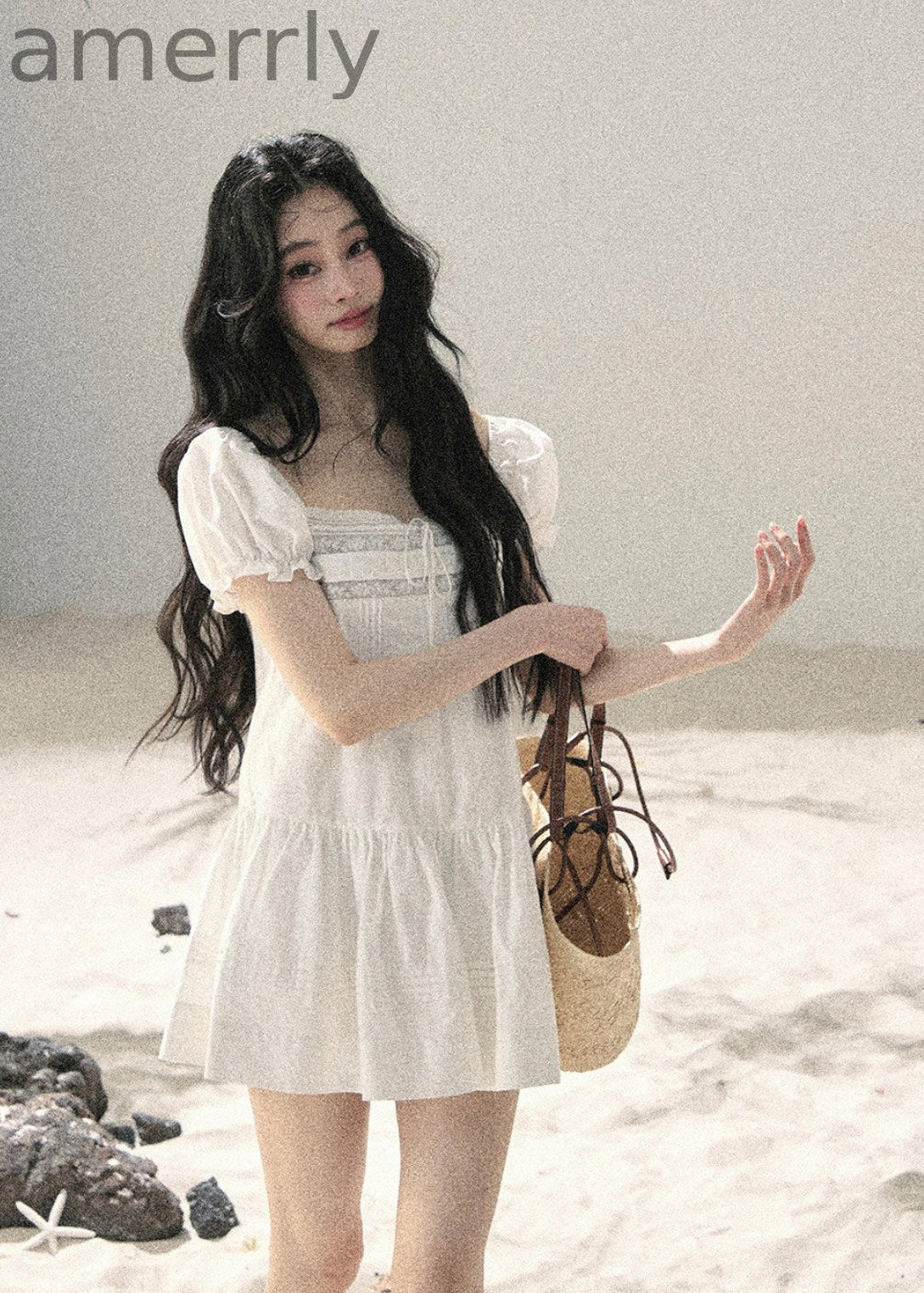 Cloud Light Puff-Sleeve Mini Dress